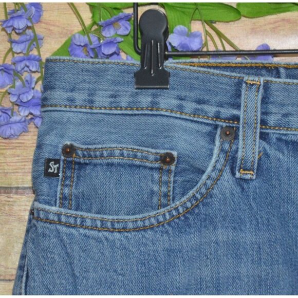 Southern Stitch Ladies Straight Leg Embroidered Denim Blue Jeans Size 33 33R - Picture 3 of 12